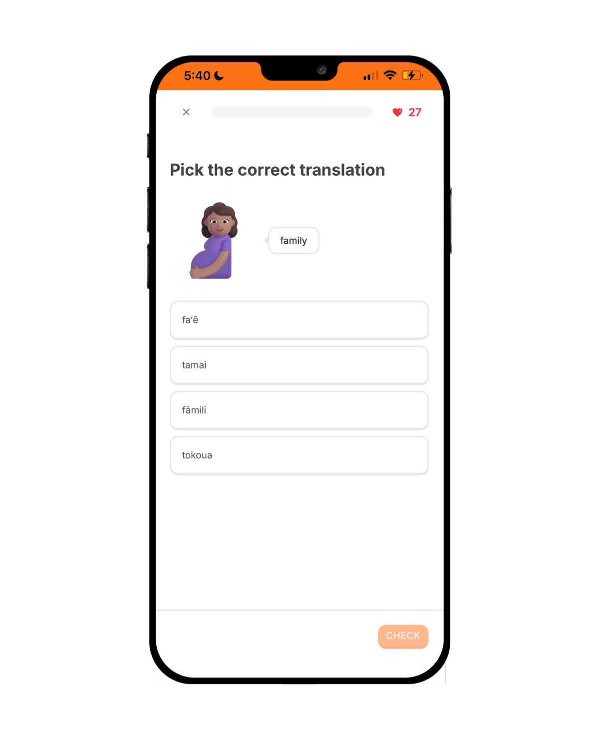 Asalei app screenshot showing a Tongan lesson